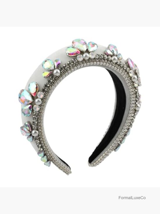 Vintage Baroque Crystal Pearl Padded Velvet Headband